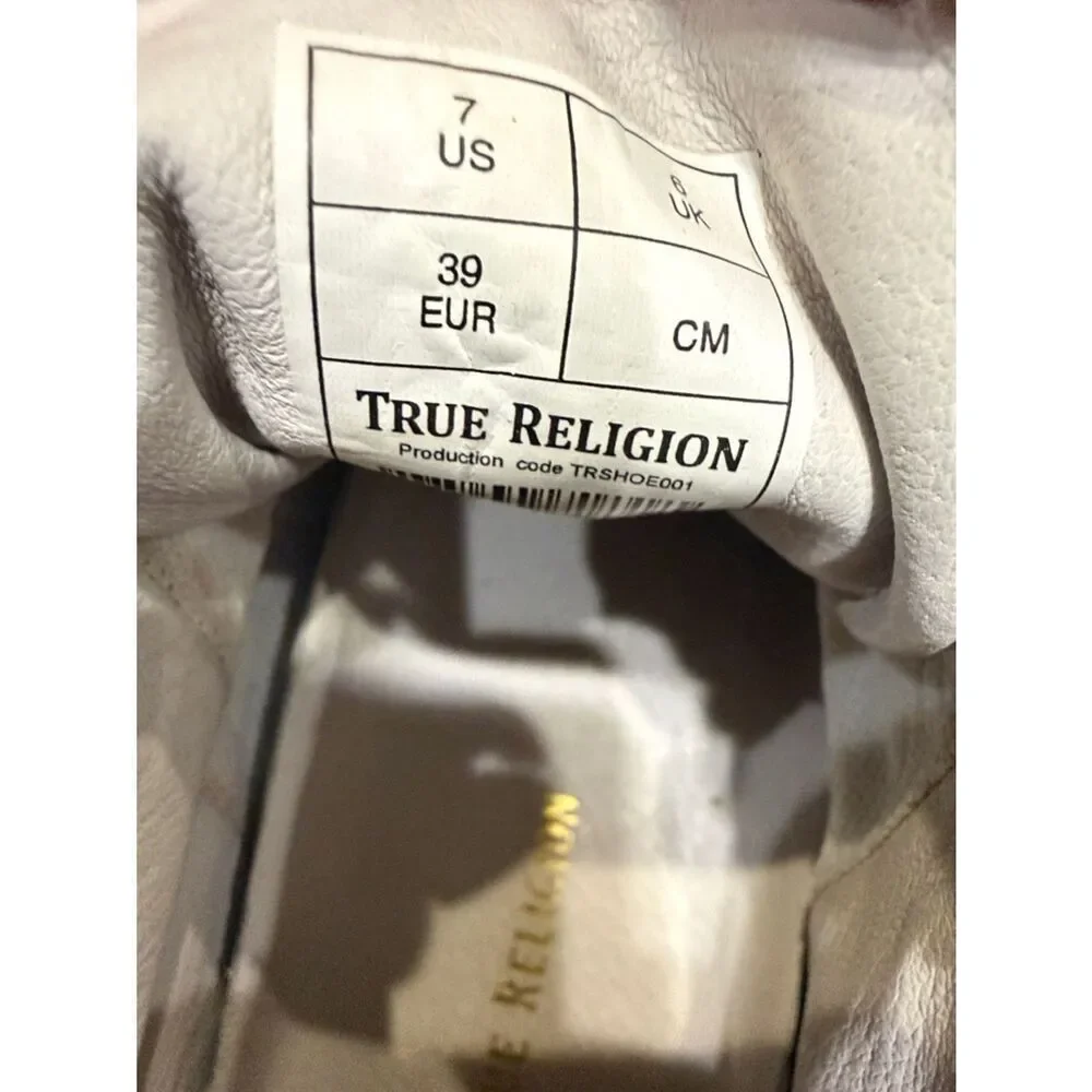 True Religion Mens Leather White Mid Trainers Sneakers Shoes size 7
